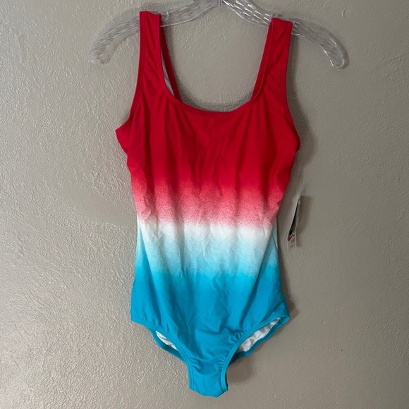 Lands End Swim Women’s Patriotic One Piece Swimsuit Size 6 Red White Blue NWT - Picture 1 of 6